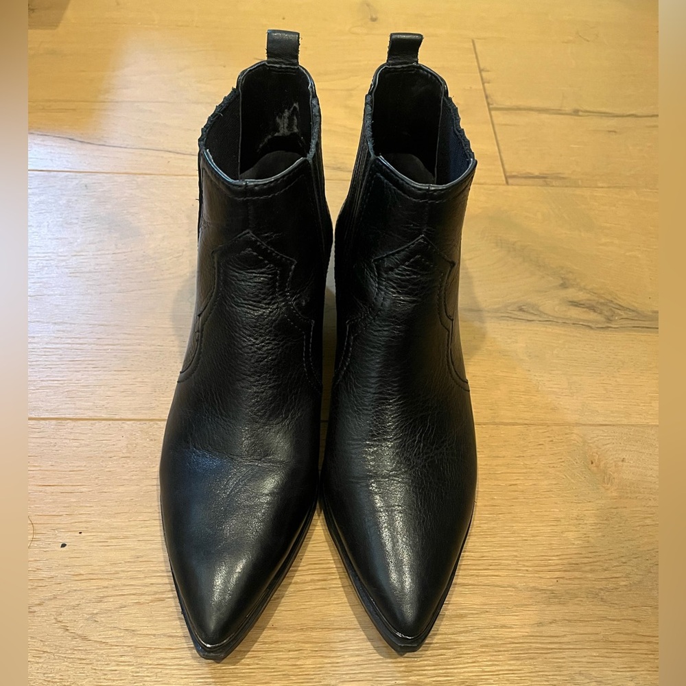 Marc Fischer Black Leather Ankle Boots with a western flair